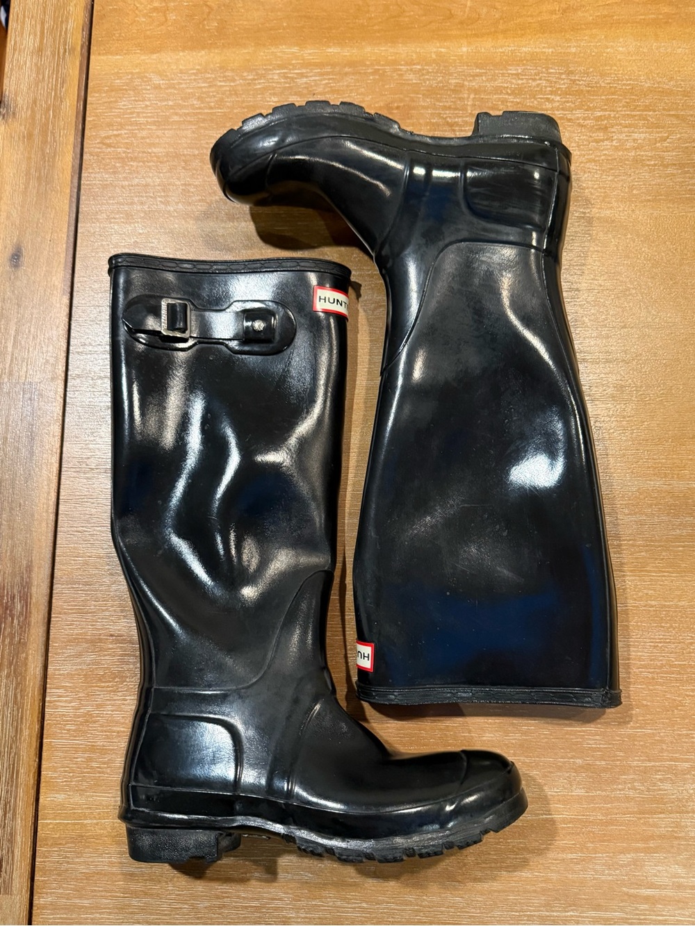 Hunter Original Tall Gloss Rain Boots Black Waterproof Wellies US 6 UK 4 EU 37 - Picture 3 of 10